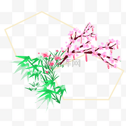 卡通花枝边框图片_卡通相框花朵插画