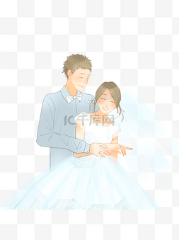 手绘结婚的人图片_卡通唯美拍婚纱照的情侣人物设计