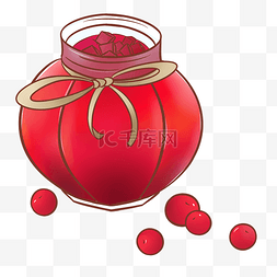 手绘红色的浆果果酱
