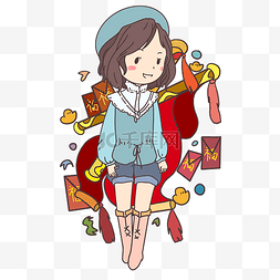 送人红包图片_新年小女孩送红包手绘插画