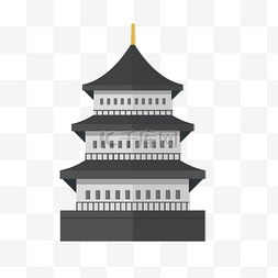 手绘日式楼塔建筑
