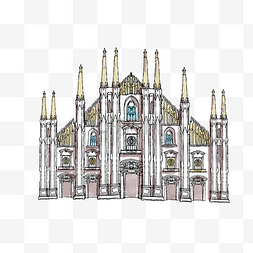 卡通米兰大教堂插画