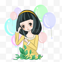 欧美风小女孩和气球