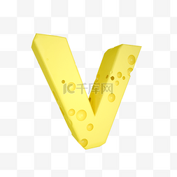 v字母创意图片_C4D创意奶酪字母V装饰