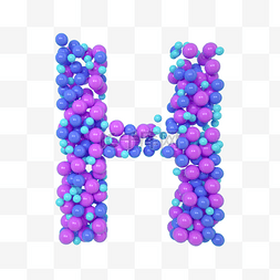 紫色气球海报图片_C4D气球立体字母H元素
