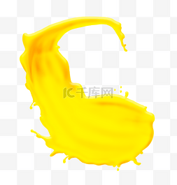 黄色果汁液体图片_飞溅的黄色橙汁插画