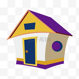 紫色屋子图片_卡通小房子