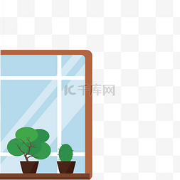 卡通镜子和植物