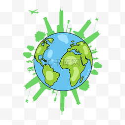 卡通保护地球图片_绿色地球日保护地球