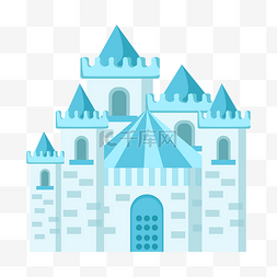 梦幻城堡插画图片_梦幻浅蓝色城堡插画