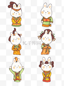手绘小板图片_手绘插画中秋节中国风月兔设计元