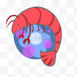 新鲜水产虾插画设计