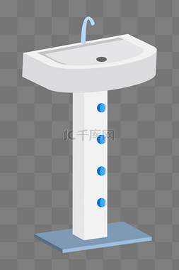 洗手池标牌图片_2.5D白色洗手台插画