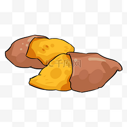 烤地瓜手绘图片_手绘美食烤红薯插画