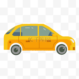 黄色圆弧出租车元素