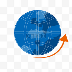 扁平蓝色地球图片_科技电商扁平上升数据