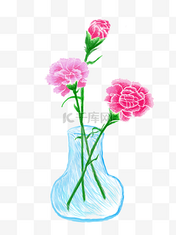水嫩花朵图片_康乃馨母亲节花朵花瓶元素