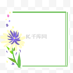 绿色的框图片_黄色花朵方形边框