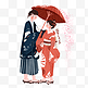 日本穿着和服的甜蜜男女情侣免抠图