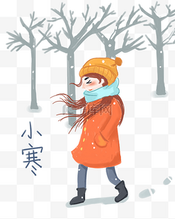 冬季下雪插画图片_小寒传统节气手绘插画