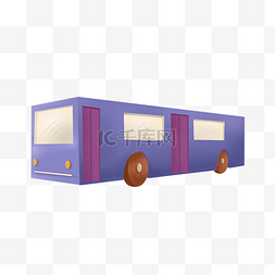 卡通大巴汽车图片_紫色的大巴汽车手绘插画