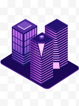 未来发达城市图片_25d蓝紫色夜晚梦幻霓虹科技城市