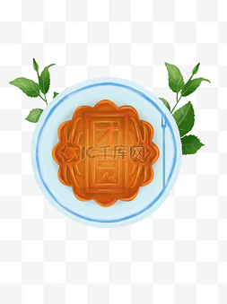 中国风盘子盘子图片_中秋节一盘月饼手绘中国风设计元
