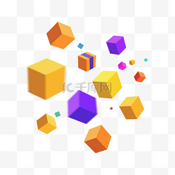 漂浮方形图片_漂浮立体方块元素