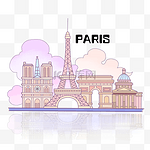 城市地标法国巴黎铁塔凯旋门圣母院PNG建筑