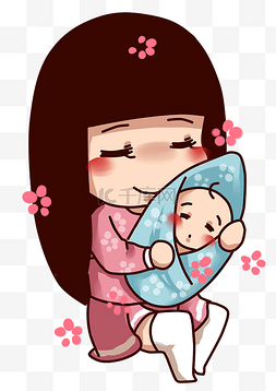 母亲怀抱宝宝图片_母亲节快乐卡通图案