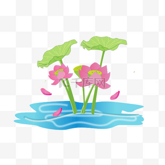 手绘粉色荷花图片_手绘粉色荷花素材-手绘粉色荷花图片大全-千库网