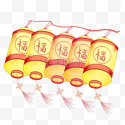 中国红灯笼手绘图片_一排灯笼手绘插画