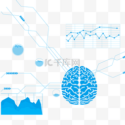 大脑装饰图片_蓝色大脑思维装饰图案