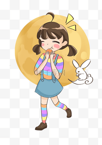中秋节卡通人物图片插画