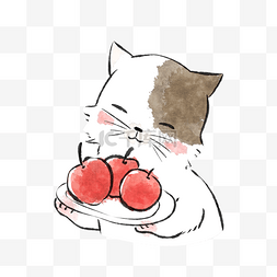 苹果动漫图片_清明节猫咪与贡果