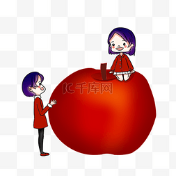 q版圣诞人物图片_平安夜红苹果圣诞前夕手绘卡通PNG