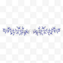 小花环装饰图片_蓝色手绘树叶标题装饰