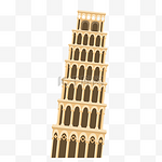 意大利比萨斜塔手绘建筑