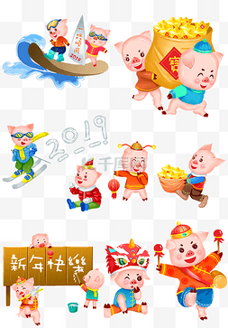 新年农历新年传统习俗图片_猪年卡通春节新年农历2019