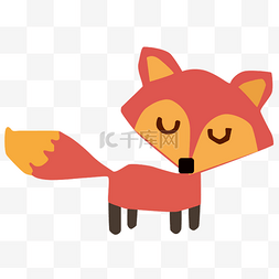 狐狸红色图片_红色卡通手绘狐狸