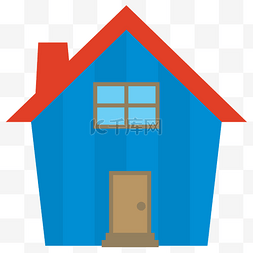 小房子蓝色图片_卡通矢量简约小房子