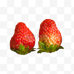 水润叶子图片_两个新鲜的草莓png
