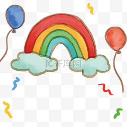 手绘彩带气球图片_手绘彩虹矢量图下载