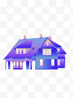 紫色时尚房屋建筑设计可商用元素