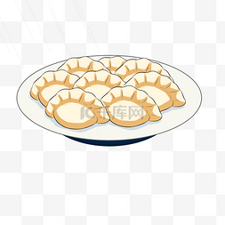 一盘美食手绘图片_手绘冬至一盘饺子插画