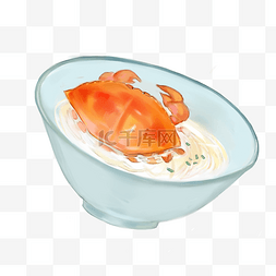 中国美食文化图片_海鲜螃蟹面手绘卡通插画