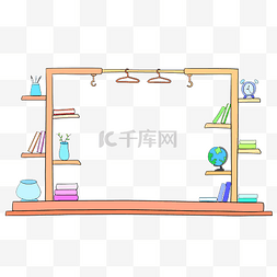 卡通可爱闹钟图片_卡通书架边框装饰