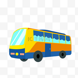 巴士黄色图片_可爱卡通巴士元素免抠素材