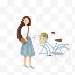 骑单车的女孩图片_小女孩骑单车免抠图