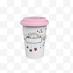 喝咖啡可爱图片_粉色可爱的杯子免抠图案